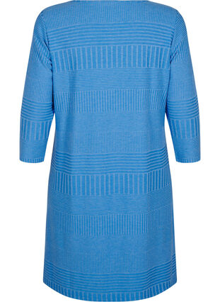 Zizzi Robe avec manches 3/4 et motif rayé, Princess Blue Mel., Packshot image number 1