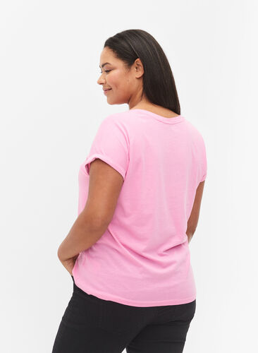 Zizzi T-shirt à manches courtes en mélange de coton, Rosebloom, Model image number 1