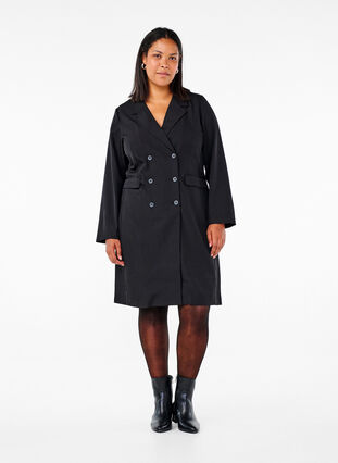 Zizzi Robe blazer croisée, Black, Model image number 2