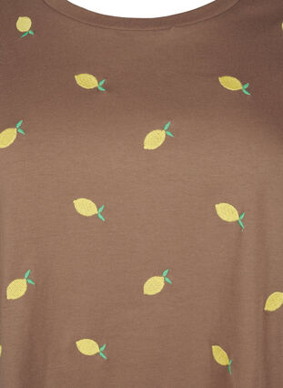 Zizzi T-shirt en coton bio avec citrons, Coca M. Lemon Emb., Packshot image number 2