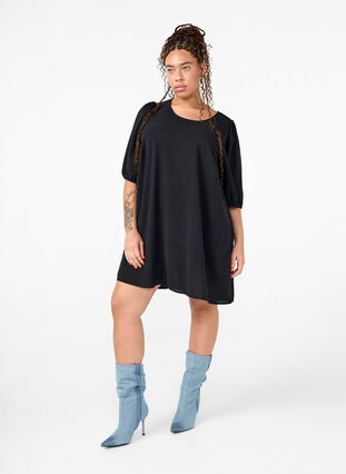 Zizzi Robe courte avec nœud dans le dos, Black, Model image number 3