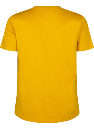 Zizzi T-shirt basique en coton à col rond, Golden Yellow, Packshot image number 1