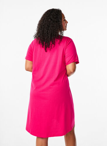 Zizzi Robe t-shirt en coton, Bright Rose, Model image number 1