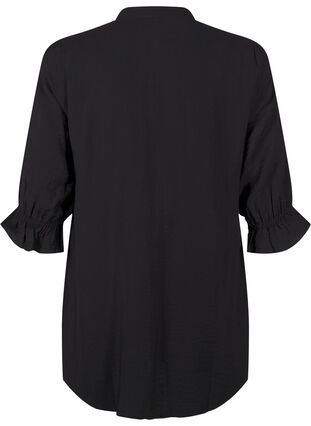 Zizzi Chemise longue en viscose avec détail en dentelle, Black, Packshot image number 1