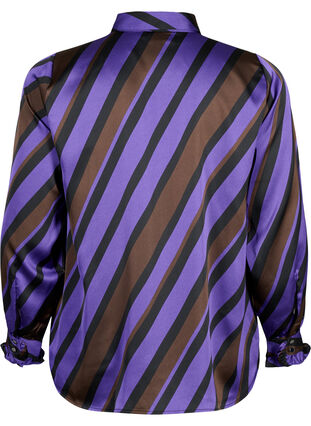 Zizzi Chemise en satin à rayures diagonales, Stripe AOP, Packshot image number 1