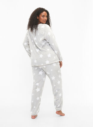 Zizzi Pantalon souple avec imprimé étoiles, Grey Star, Model image number 1