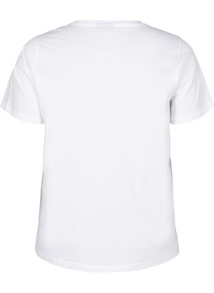 Zizzi T-shirt en coton biologique avec imprimé, Bright White Printet, Packshot image number 1