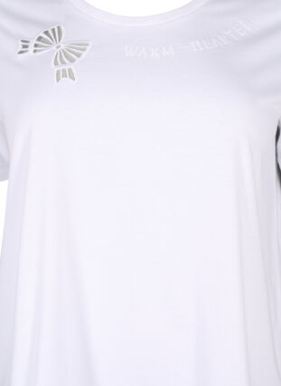 Zizzi T-shirt en coton biologique avec nœud, Bright White, Packshot image number 2