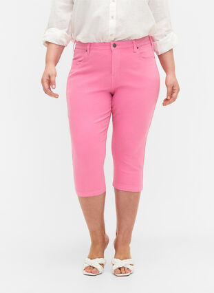 Zizzi Pantalon capri Emily ajusté, Rosebloom, Model image number 2