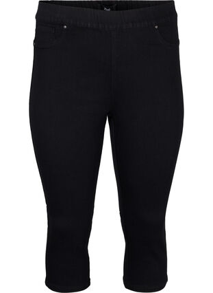Zizzi  Pantacourts en jean avec ceinture élastique, Black, Packshot image number 0