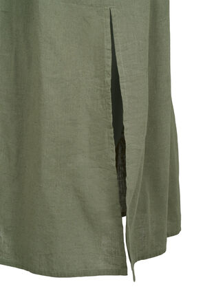 Zizzi Robe sans manches en mélange de coton avec du lin, Deep Lichen Green, Packshot image number 3