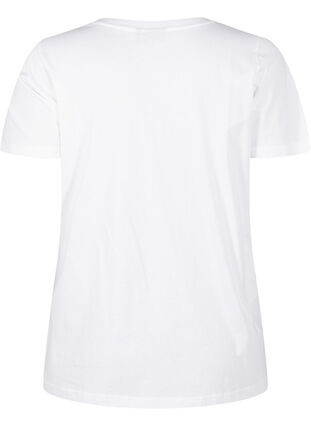 Zizzi T-shirt en coton avec strass, Bright White, Packshot image number 1