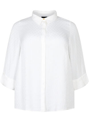 Zizzi Chemise en viscose avec motif ton sur ton, Bright White, Packshot image number 0