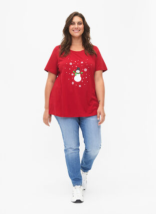 Zizzi T-shirt de Noël à paillettes, Tango R. W. Snowman, Model image number 2