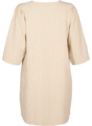 Zizzi Robe rayée à manches 3/4, Camel Stripe, Packshot image number 1