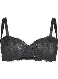 Soutien-gorge balconnet à armatures et dentelle brodée, Black, Packshot