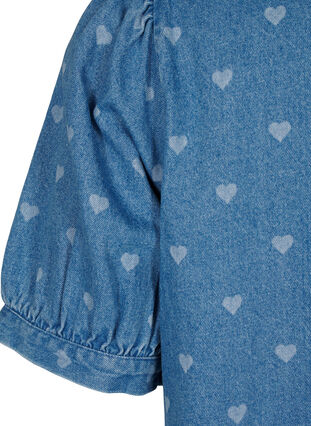 Zizzi Robe en jean à manches courtes avec imprimé cœur, L. Blue D. w. Heart, Packshot image number 3