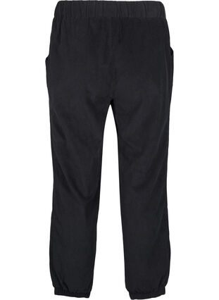 Zizzi Pantalon en velours côtelé avec ceinture élastique, Black, Packshot image number 1