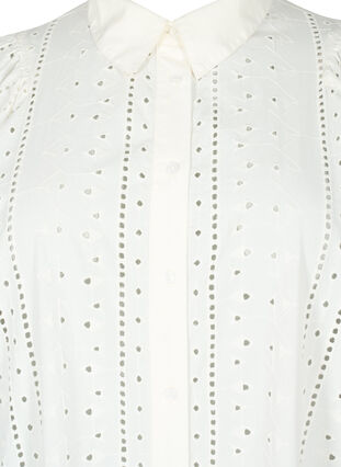 Zizzi Robe chemise en coton avec broderie anglaise, Off White, Packshot image number 2