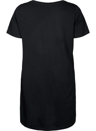 Zizzi Chemise de nuit en coton biologique avec col en V , Black W. Yesterday, Packshot image number 1