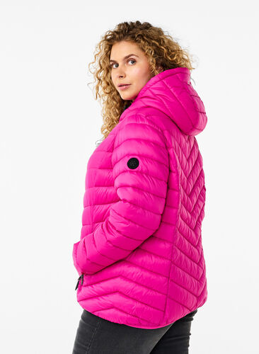 Zizzi Veste légère à capuche, Fuchsia Red, Model image number 1