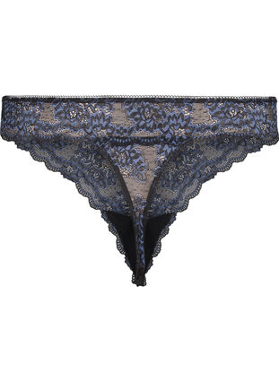 Zizzi String avec dentelle de couleur contrastante, Black w Blue , Packshot image number 1