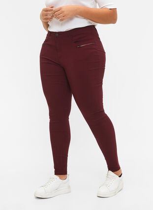 Zizzi Pantalon moulant avec détails de fermetures éclairs , Port Royal, Model image number 2