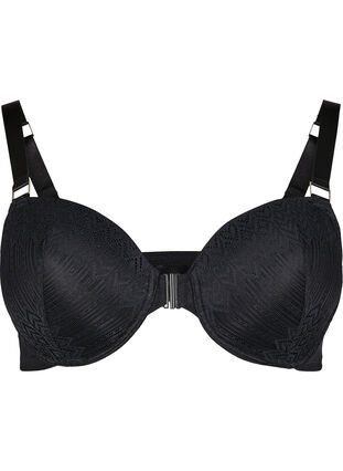 Zizzi Soutien-gorge moulé à dentelle et à fermeture avant, Black, Packshot image number 0