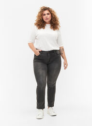 Jeans Emily Slim fit à taille régulière, Dark Grey Denim, Model