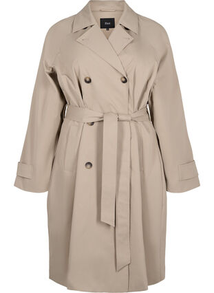 Zizzi Trench coat long classique avec ceinture, Chinchilla, Packshot image number 0