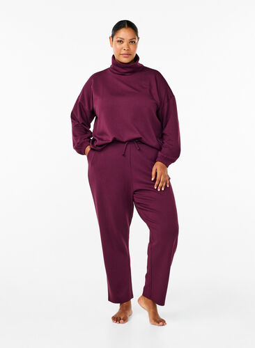 Zizzi Pantalon ample en modal mélange, Fig, Model image number 0