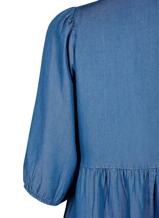 Zizzi Robe en jean en TENCEL™ Lyocell avec manches 3/4, Blue Denim, Packshot image number 3