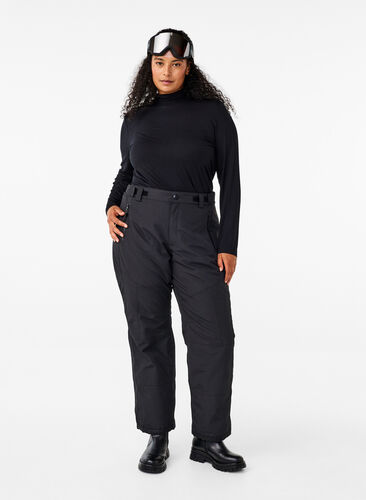 Zizzi Pantalon de ski avec poches et taille ajustable, Black, Model image number 0