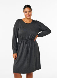 Robe en jersey mi-longue avec liens, Dark Grey Melange, Model