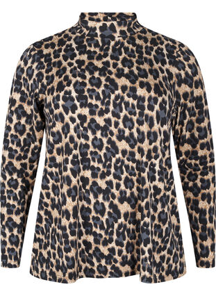 Zizzi FLASH - Blouse à manches longues avec col roulé, Leopard Print , Packshot image number 0