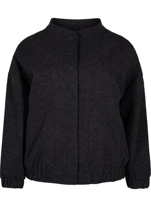 Zizzi  Blouson bomber aspect laine avec poches, Dark Grey Melange, Packshot image number 0