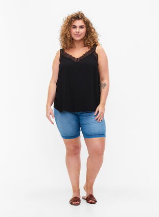 Zizzi Top avec dentelle en viscose, Black, Model image number 2