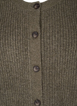 Zizzi Cardigan en tricot côtelé avec boutons, Dusky Green Mel., Packshot image number 2