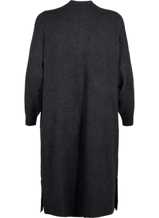 Zizzi Long cardigan tricoté avec poches, Dark Grey Melange, Packshot image number 1