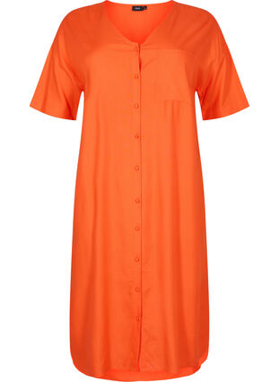 Zizzi Robe chemise à manches courtes en viscose, Mandarin Red, Packshot image number 0