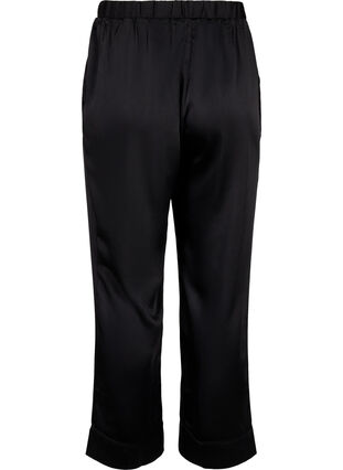 Zizzi Pantalon de pyjama en satin avec taille élastiquée, Black, Packshot image number 1