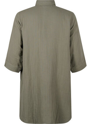 Zizzi Chemise longue en mousseline de coton, Thyme, Packshot image number 1