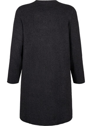 Zizzi Robe en maille à col rond et fendue, Dark Grey Melange, Packshot image number 1