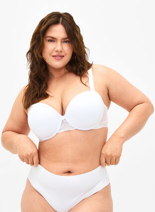 Zizzi Soutien-gorge moulé avec résille, Bright White, Model image number 0