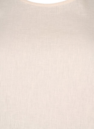 Zizzi Blouse à manches courtes en mélange de coton et lin avec détail lacé, Sandshell, Packshot image number 2