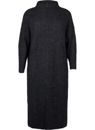 Robe longue oversize en tricot avec fente, Dark Grey Melange, Packshot