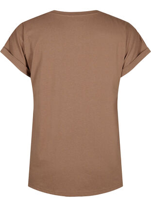 Zizzi T-shirt à manches courtes en mélange de coton, Coca Mocha, Packshot image number 1