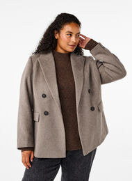 Blazer en laine à texture brossée, Desert Taupe Mel., Model