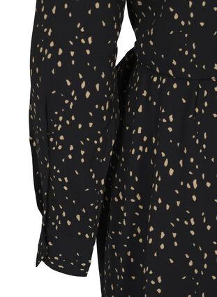 Zizzi Robe à manches longues avec cordon de serrage, Black w. Dot AOP, Packshot image number 3