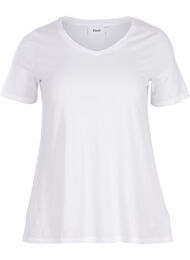 T-shirt en coton uni basique, Bright White, Packshot